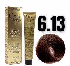 FANOLA Oro Therapy 24k Color Keratin 6.13 100ml farba bez amoniaku z keratyną, złotem koloidalnym i olejkiem arganowym
